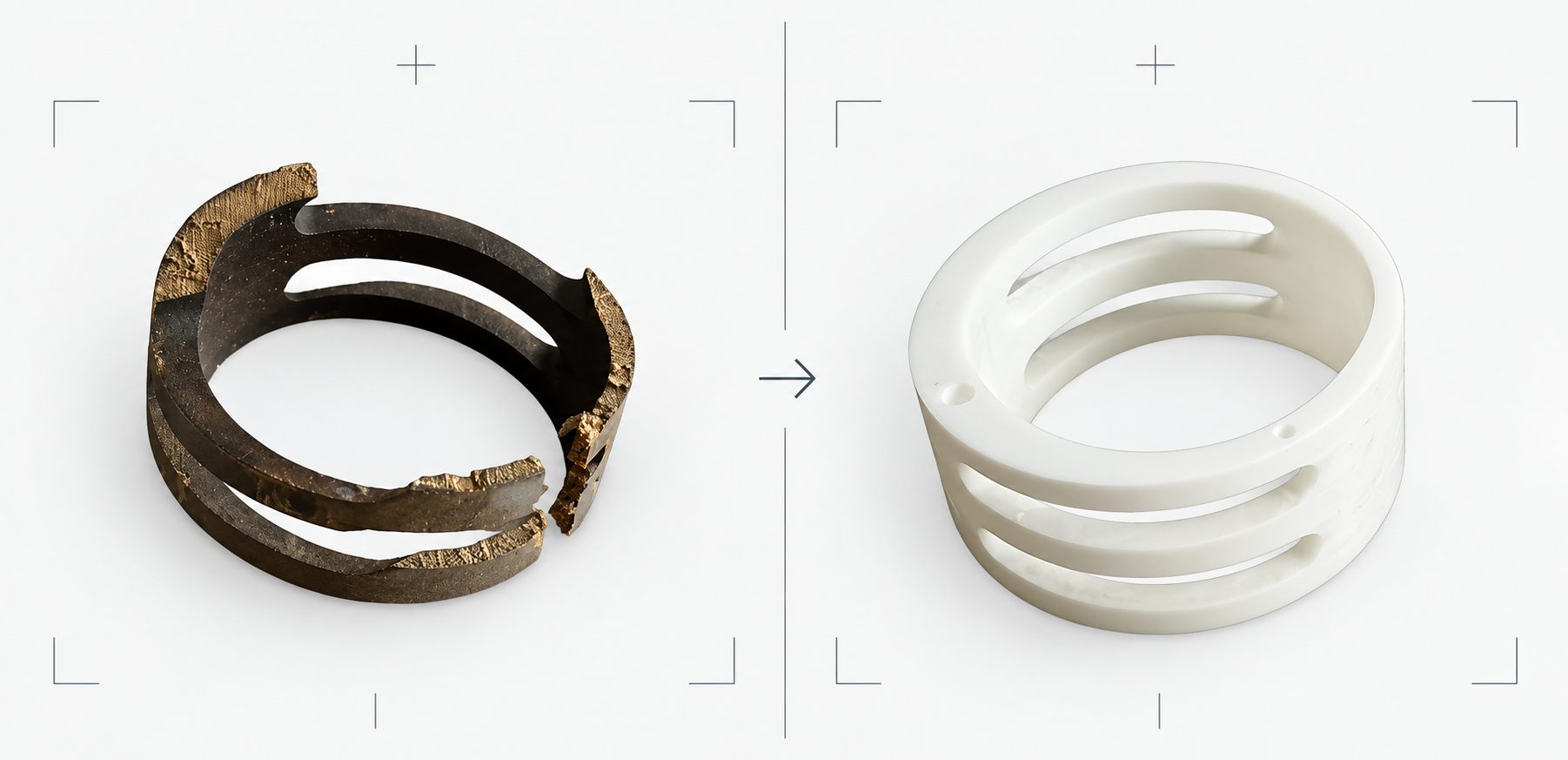 Bague refabriquée en céramique — avant / après